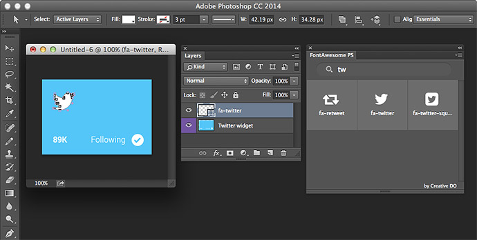 Font Awesome-Icons ganz einfach in Photoshop einsetzen.